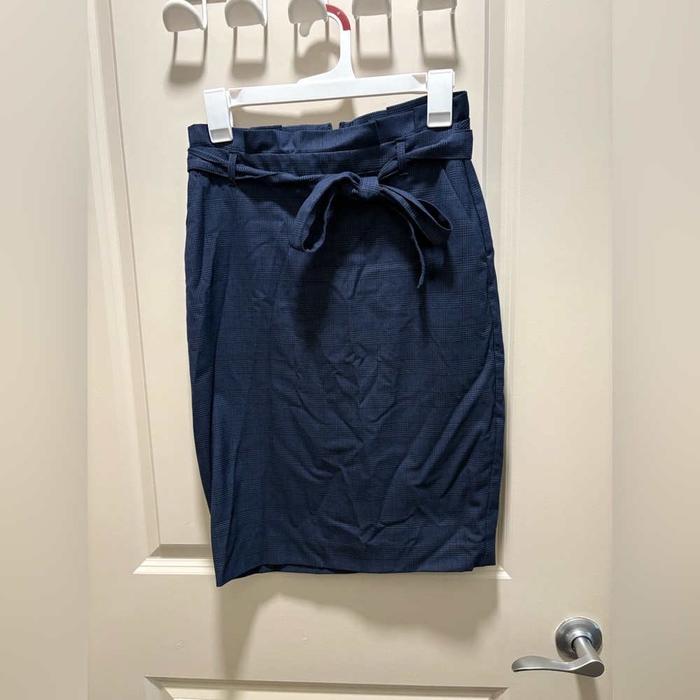 Paperbag Navy Plaid Pencil Skirt